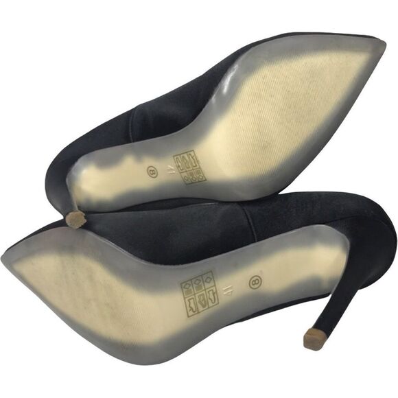 Missguided Black Satin Stiletto Heels Pumps Size 8 - Picture 8 of 10